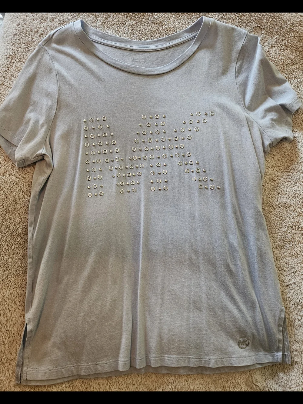 Michael Kors Embellished Logo Short Sleeve Tee - Light Blue